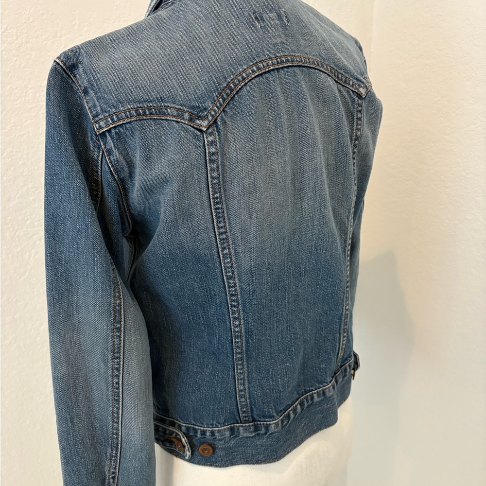 Gap Blue Jean Jacket Fitted Cropped - image 2
